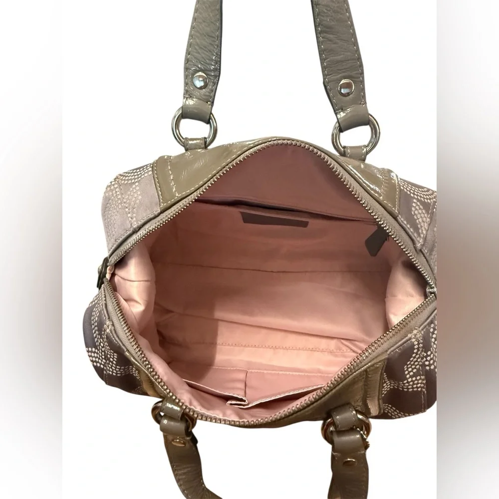 Coach Ashley Dotted Op Art Grey Canvas Satchel - Picture 5 of 8